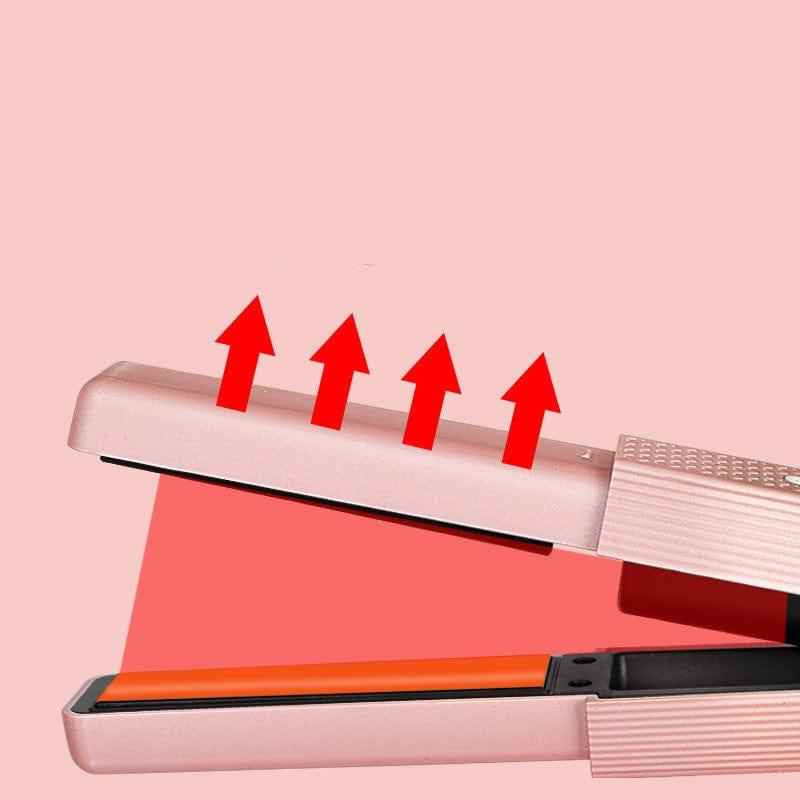 Cordless Hair Straightener and Curler - Mini USB Rechargeable Ceramic Hair Styling Tool