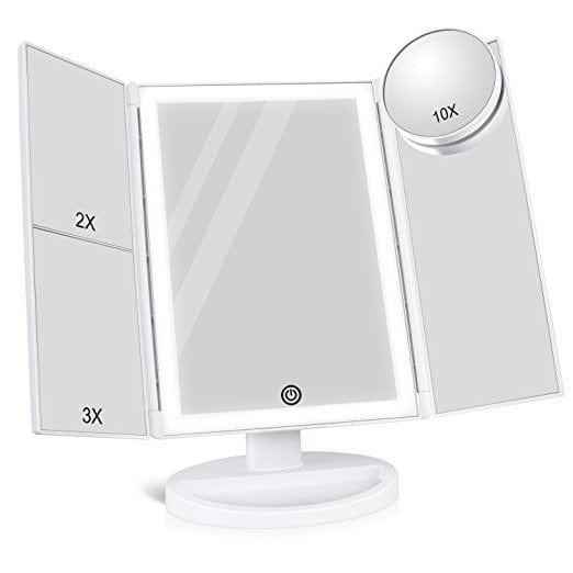 22 Inch LED Touch-Screen Makeup Mirror with Adjustable LED Lights for Flawless Beauty