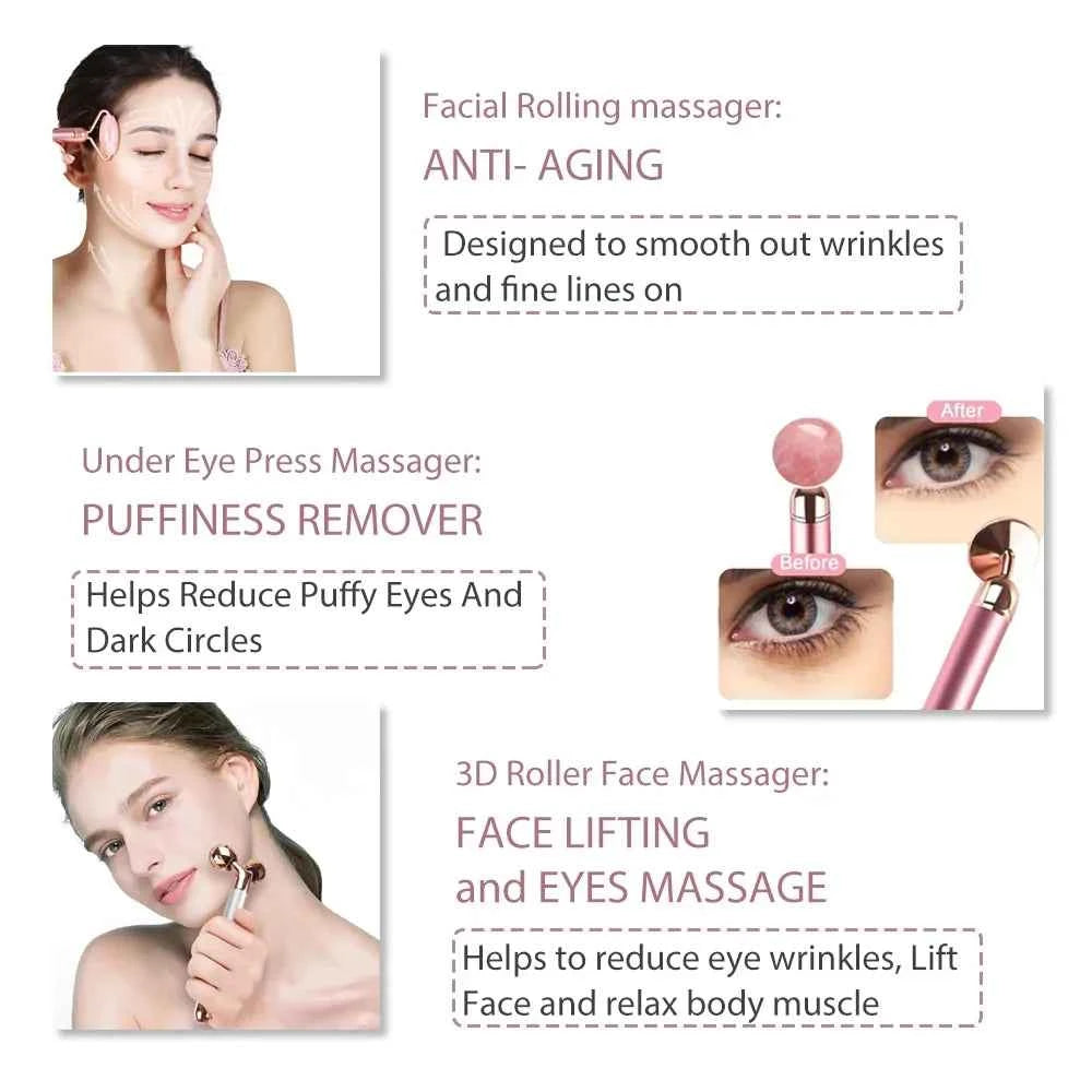 3-in-1 Jade Roller Massage Set for Vibrant Skin and Relaxation