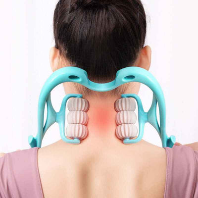 Multifunctional Neck Massager Tool - Six-Wheel Pain Relief and Relaxation