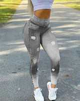 Plus Size Sexy Sports Denim Leggings