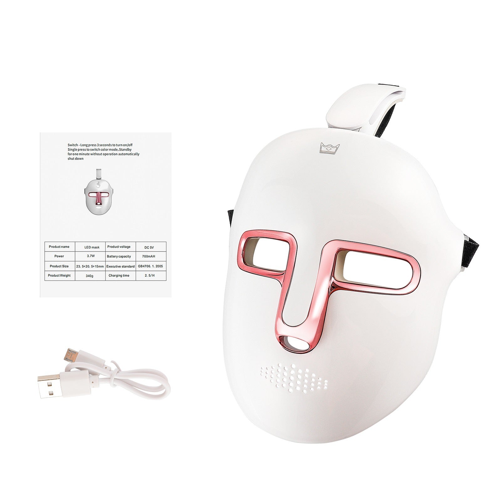 LED light therapy mask for anti-aging and skin care