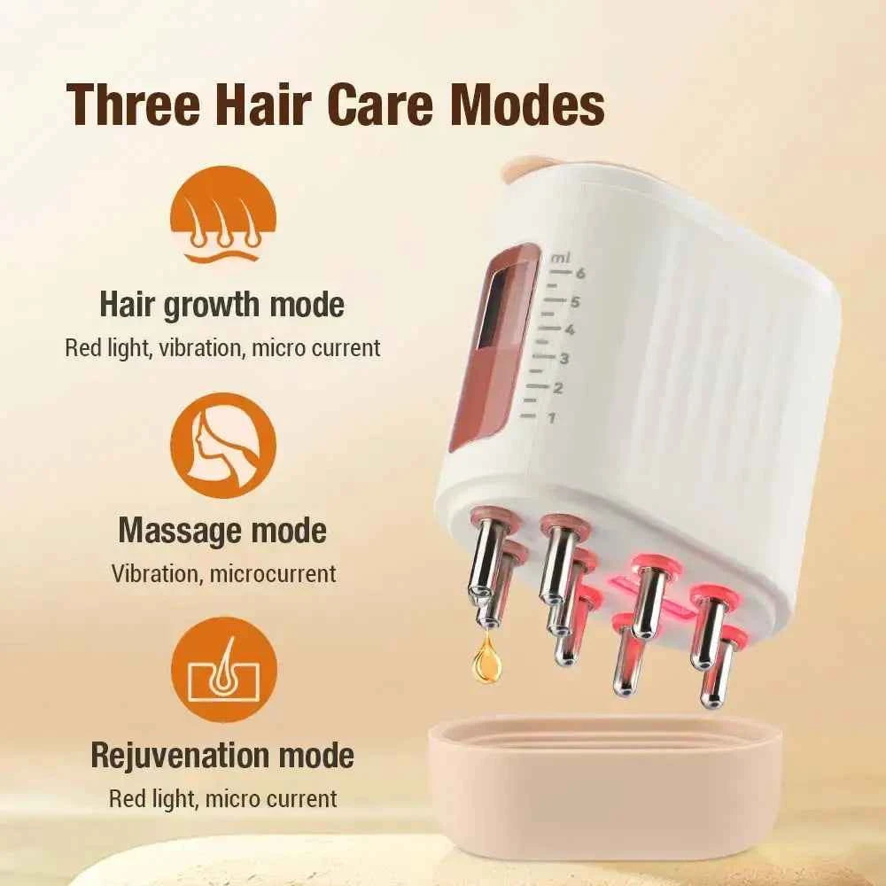Electric LED Head Massager with Hair Growth Oil Serum Applicator for Enhanced Hair Wellness