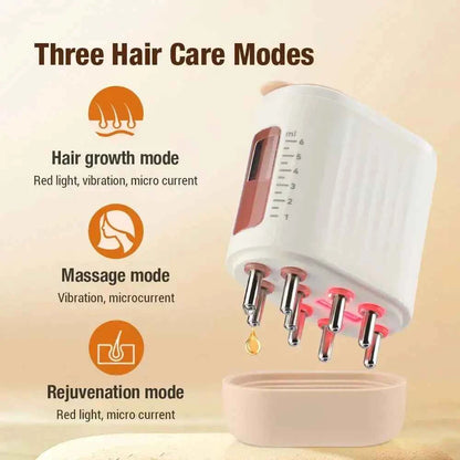 Electric LED Head Massager with Hair Growth Oil Serum Applicator for Enhanced Hair Wellness